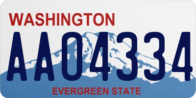 WA license plate AAO4334