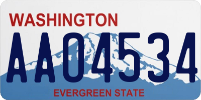 WA license plate AAO4534