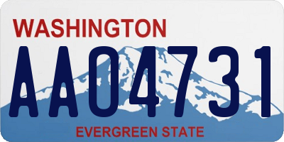 WA license plate AAO4731