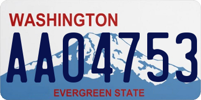 WA license plate AAO4753
