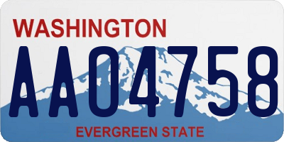 WA license plate AAO4758
