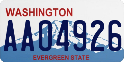 WA license plate AAO4926