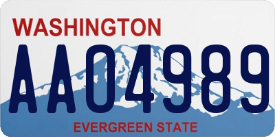 WA license plate AAO4989