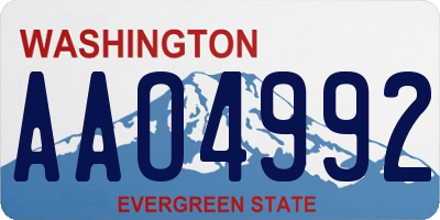 WA license plate AAO4992