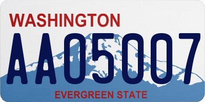 WA license plate AAO5007