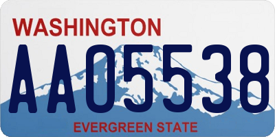 WA license plate AAO5538