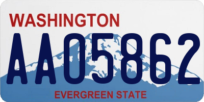 WA license plate AAO5862