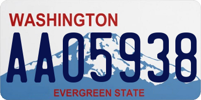 WA license plate AAO5938