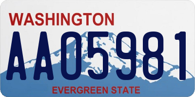 WA license plate AAO5981