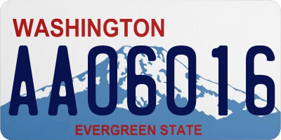 WA license plate AAO6016