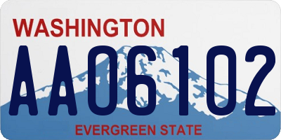 WA license plate AAO6102