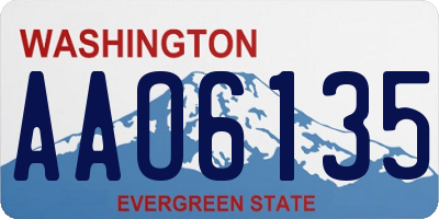 WA license plate AAO6135