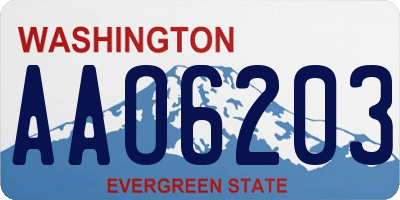 WA license plate AAO6203