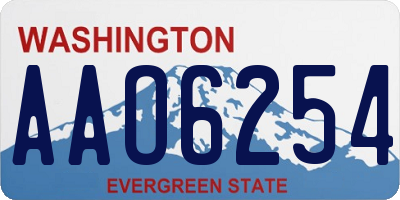 WA license plate AAO6254