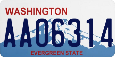 WA license plate AAO6314