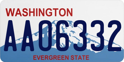 WA license plate AAO6332