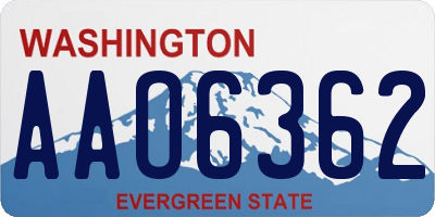 WA license plate AAO6362
