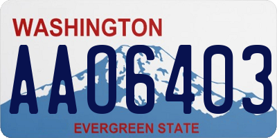 WA license plate AAO6403