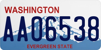 WA license plate AAO6538