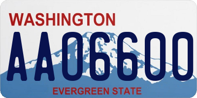 WA license plate AAO6600