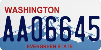 WA license plate AAO6645