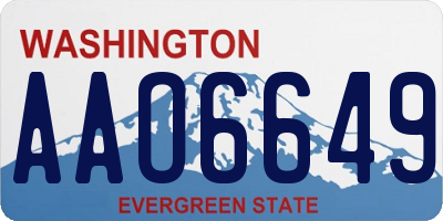 WA license plate AAO6649