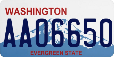 WA license plate AAO6650