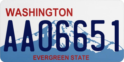 WA license plate AAO6651
