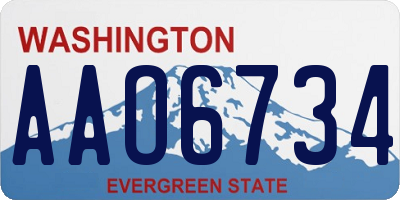 WA license plate AAO6734
