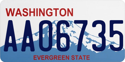 WA license plate AAO6735