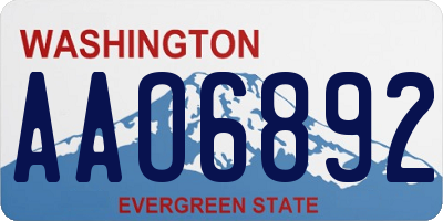 WA license plate AAO6892