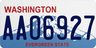 WA license plate AAO6927