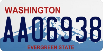 WA license plate AAO6938