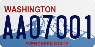 WA license plate AAO7001