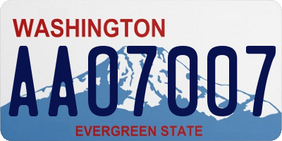 WA license plate AAO7007