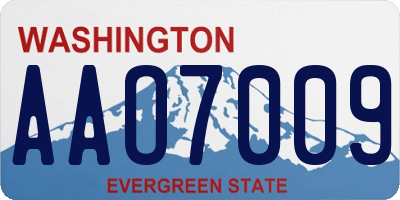 WA license plate AAO7009