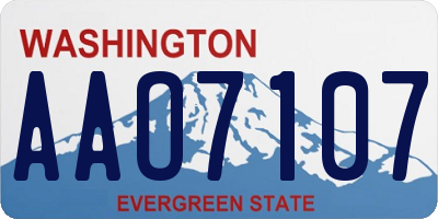 WA license plate AAO7107