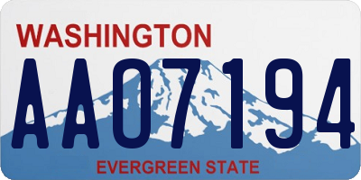 WA license plate AAO7194