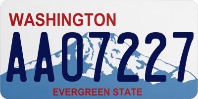 WA license plate AAO7227