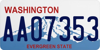 WA license plate AAO7353