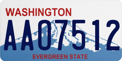 WA license plate AAO7512