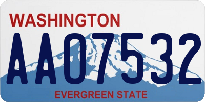 WA license plate AAO7532