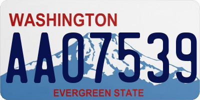 WA license plate AAO7539