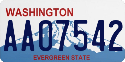 WA license plate AAO7542