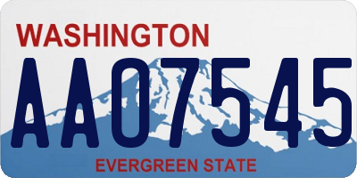 WA license plate AAO7545