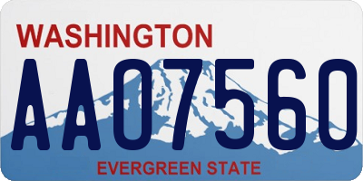 WA license plate AAO7560