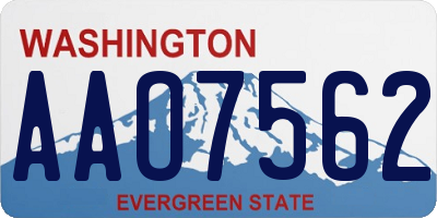 WA license plate AAO7562