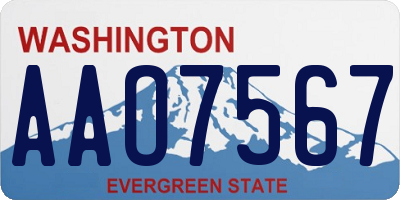 WA license plate AAO7567