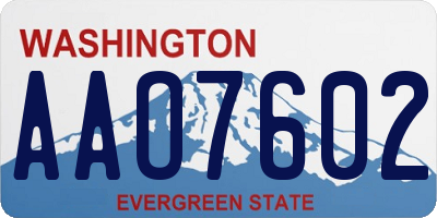 WA license plate AAO7602