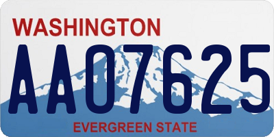 WA license plate AAO7625